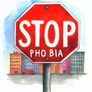 A stop sign reading stop phobia